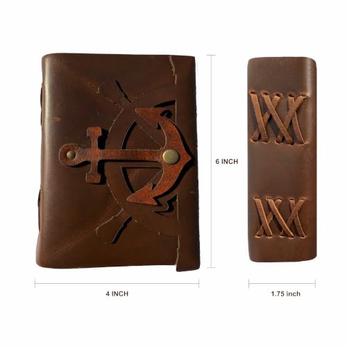 Handmade Dark Brown Leather Journal Notebook 9x6 Writing Diary - color: DARK BROWN, size: 9X6 Inches