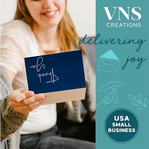 VNS Creations Thank You Cards With Envelopes - 50 Pack 3.5 x 5 - Navy Blue - color: Navy Blue, size: 20 Pack - 4" x 6"