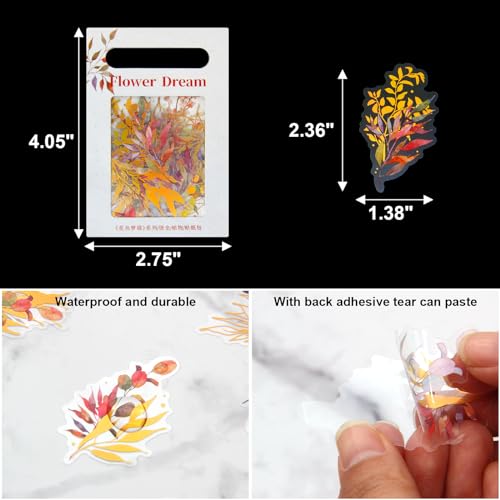 160 Pieces Gold Foil Botanical Stickers - color: Flowers and Plants