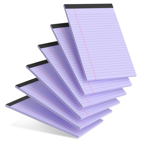 AILZFEI 6pcs Small Legal Pad 5x8 College Ruled Purple Legal Pads Notepads 6 Pack Study Back Writing Pads 5 x 8 Perforated Narrow Ruled Pads of Paper Purple - color: Purple