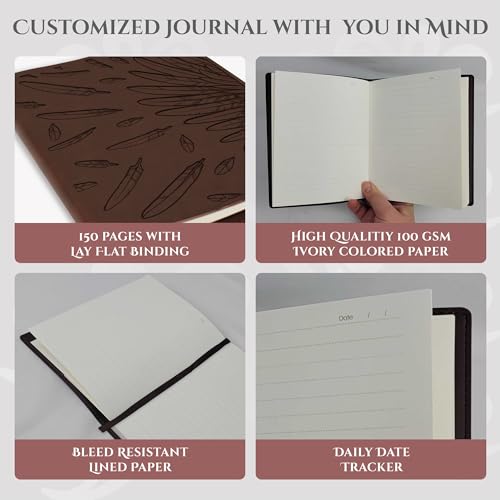 Angel Wing Leather Journal | Refillable Leather Journal for Women & Men | Spiritual Prayer Journal with Angel Wing - style: Angel Wing