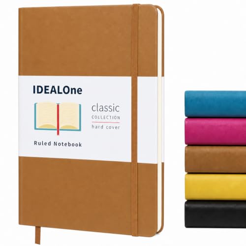 IDEALOne Hardcover Leather Journal Notebook Lined–A5 (5.7x8),College ruled Journaling Notebooks,160 pages, 100GSM Thick Paper, Journal for Women,Men, Teens-Brown - color: Caramel Brown Lined, size: Single