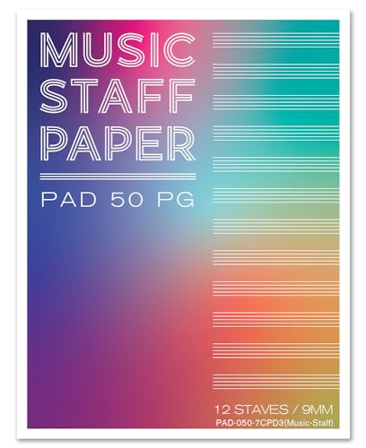BookFactory Music Staff Notepad, 8.5'' x 11'', 50 Pages - style: Notepad Format