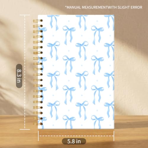 JYYDADIXX Spiral Journal Notebook, Cute Hardcover Lined Notebook for Work & Note Taking, Funny College Ruled A5 Notebooks 60 Pages for Women Men Luxury Blue Bowties