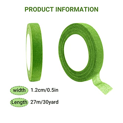 Max Shape 12 Rolls 1/2 Inch 30 Yard Floral Tapes for Bouquet Stem Wrapping, Green Floral Tape for Floral Arranging Craft Projects Corsages, Wedding Bouquet - color: Light Green