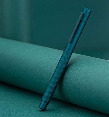 Asvine Dark Green Forest Fountain Pen Extra Fine Nib Classic Design with Converter and Metal Pen Case Set - color: Dark Green, style: Extra Fine Point