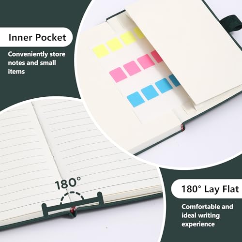 BOBO RABBIT Pocket Lined Notebooks Mini Aesthetic Floral Hardcover Journals - color: Green, Black, Pink