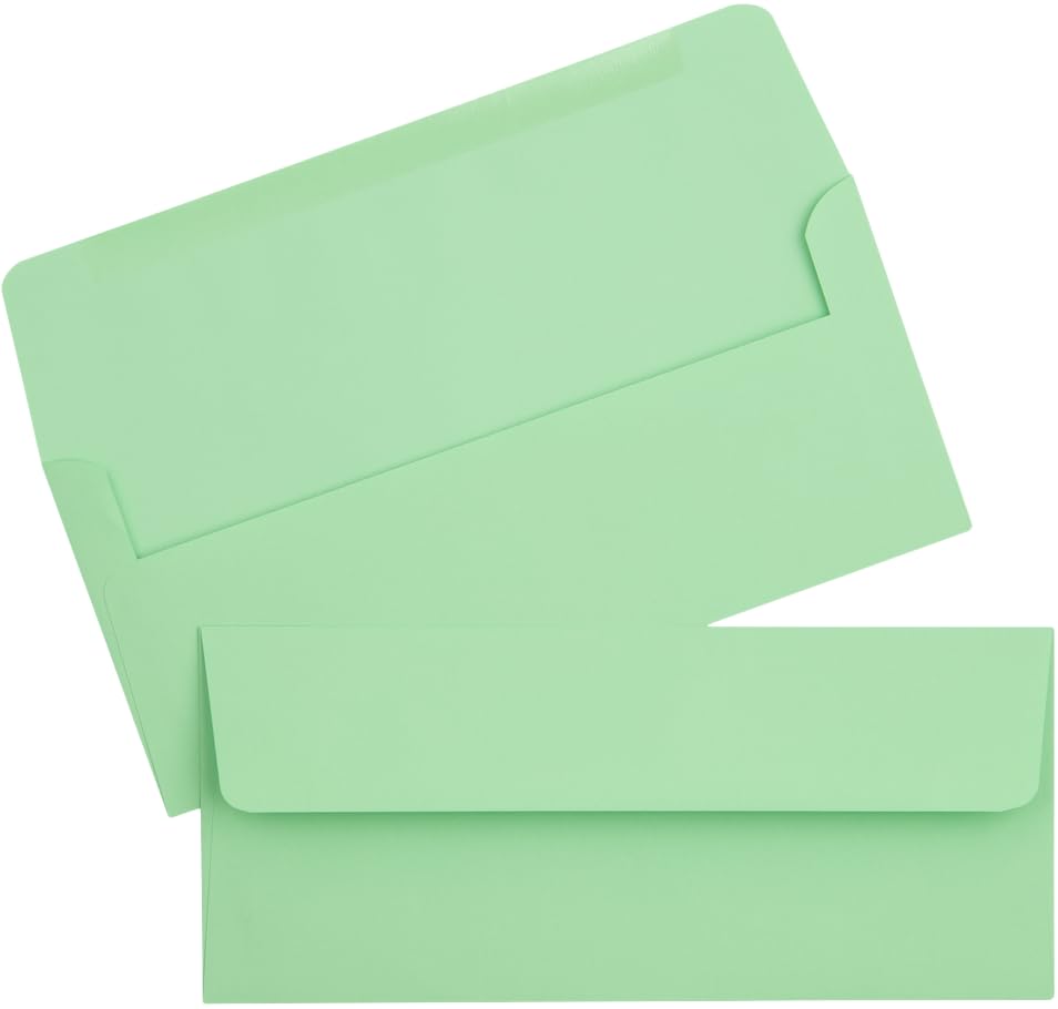 LUXPaper #10 Business Envelopes | 4 1/8" x 9 1/2" | Pastel Green | 60lb. Text | 1,000 Qty - color: Pastel Green, size: 1,000 Qty.