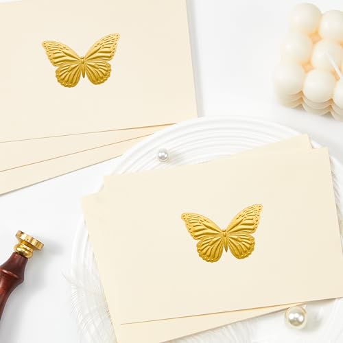 Crisky 4x6 25 Pack Blank Card and Envelope (Embossed Gold Foil Butterfly) - color: Butterfly, size: 25 Pieces