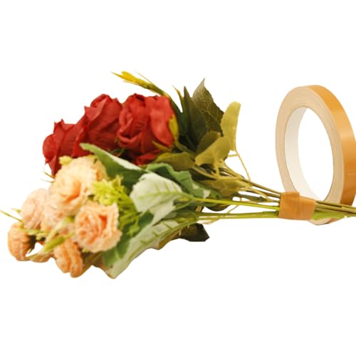 3 Rolls Waterproof Floral Tape Flower Tape for Bouquet Stem Wrapping and Floral Crafts (1/2" Light Brown) - size: 1/2" Light Brown