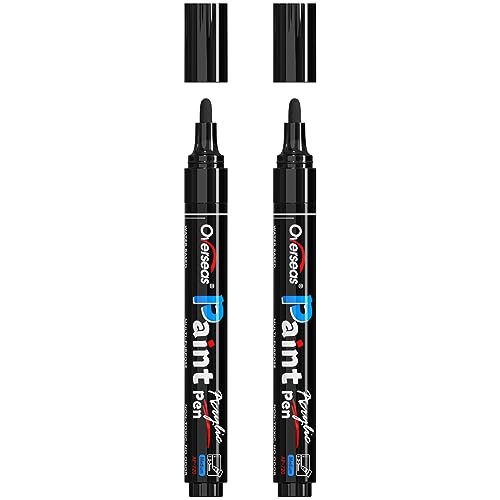 Overseas 2 Pack Black Acrylic Paint Pens Permanent Markers, Medium Tip - color: Black