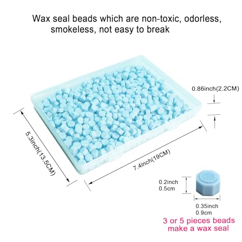 Premium Wax Seal Beads - 520 Ice Blue Sealing Pellets for Letters, Greeting Cards, Wine Bottles & Crafts | Professional-Grade for Wedding Invitations & DIY Projects - style: Ice Blue