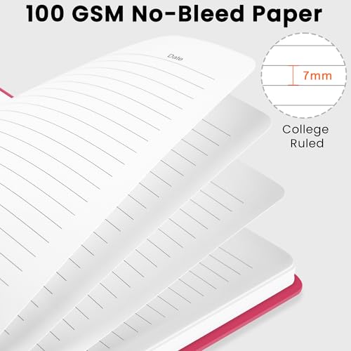 Lined Spiral Journal Notebook, A5 College Ruled Notebook for Note-Taking - color: D-Rose Red