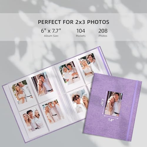 Vienrose Mini Polaroid Photo Album 208 Photos 2x3 Inch Purple 1 PACK - color: Purple, size: 1 PACK