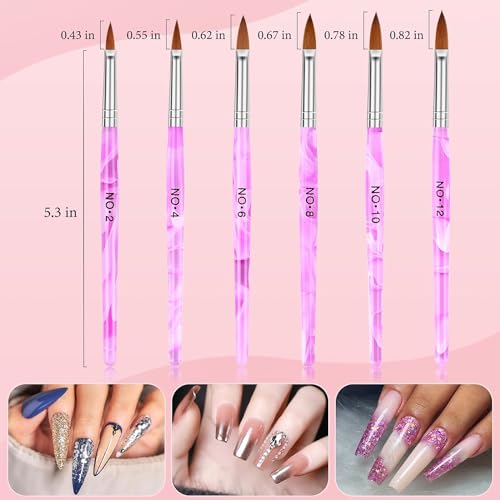 Nail Brush Dappen Dish Set: 6PCS Nail Art Pen and 2PCS Crystal Dappen Dish - color: 8 PCS-Pink