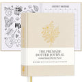 Everloria Premade Dotted Journal Notebook, 12 Months Pre-made Bullet Templates, 260 Hand-Drawn Coloring Pages, Undated Weekly & Monthly Planner, 7.8"x9.3" Linen Dot Grid Habit Mood Tracker, Beige - color: Beige