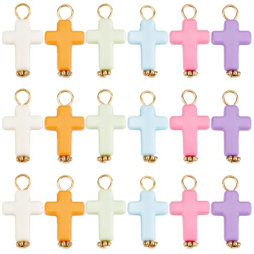 SUNNYCLUE 1 Box 150 Pcs Small Acrylic Cross Charms Plastic Cross Charms Bulk Little Colorful Candy Color Cute Festivals Easter Pendants for Jewelry Making DIY Crafts Necklace Bracelet Earrings - style: Cross 1