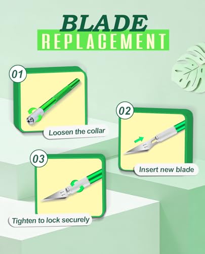 DIYSELF Craft Knife with 10 Extra #11 Blades, Precision Hobby Knife Set with Steel Ruler, Exacto Knife for Crafting, Polymer Clay, Pottery, Paper, Vinyl, Stencil & Model Making (Green) - color: Green-10blades