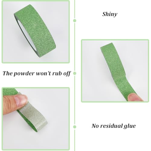 GORGECRAFT 10M*15mm*3 Rolls Glitter Adhesive Tape Foil Masking Tapes Lime Green Washi Paper Stick for DIY Scrapbook Decorative Adhesive Sticker Craft and Gifts Wrapping Car Furniture Walls - color: Lime Green