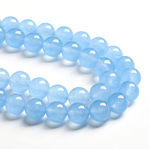 10MM 38PCS Blue Aquamarine Chalcedony Spacer Loose Beads for Jewelry Making DIY Bracelet Necklace - color: Blue Aquamarine, size: 10mm
