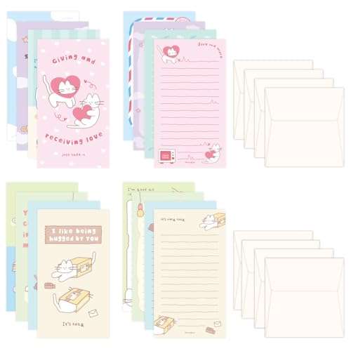 Monolike Storytown Azzle Series.1 Mini Letter Paper and Envelopes Set - 8Type, 32 Letter Paper + 16 Envelopes - color: Storytown Azzle Series.1