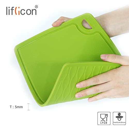 Liflicon Extra Large Thick Silicone Cutting Board 14.6'' x 10.43'' Chopping Board Flexible Cutting Mats Dishwasher Safe-Green - color: Green, size: 14.6"L x 10.4"W