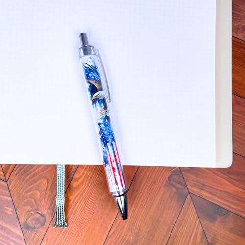 YJ PREMIUMS 6PC American Flag Pens Eagle Black and White Striped Ink Pen for 4th USA Themed Military Veterans Day Marine Crops Employees Gifts Stuff Souvenirs Novelty Items - style: American