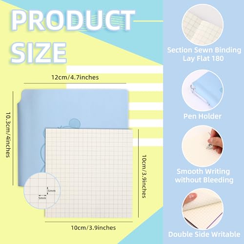 3 Pack Mini Capybara 5x5 Grid Notebooks Cartoon Pocket Quad‑ruled Journals - color: 003-Purple, Blue, Green1