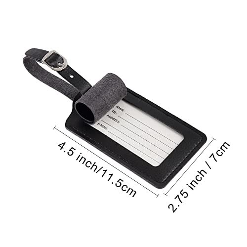 Vigorport Luggage Tags, Leather Personalized Suitcase Tag Set of 4 Pack - color: Black