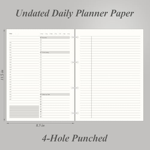 EMSHOI Undated Hourly Daily Planner Refills, 160 Pages, A4 (8.5" x 11.5") - color: Planner Refills
