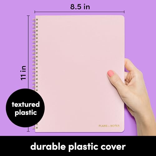 PAPERAGE Undated Daily Planner & To Do List Notepad (Blush), 8.5 in x 11 in, Spiral Bound Planner Notebook for Work, School or Home, 104 Lined Pages With Date Tracker for Plans & Notes - color: Blush, style: Spiral Large