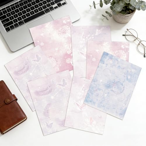 60 Writing Stationery Paper, Lined Stationery Paper for Writing Letter, Double Sided Vintage Letter Paper with Lines,100 GSM, 8.5x11 Inch, 4 Unique Design (Dreamy Pattern) - style: Dreamy Pattern