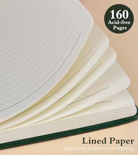 PAIBAS Lined Journal Notebook for Women Men, 160 Pages, A5 Hardcover Vintage Leather Journaling Notebooks for Work, School, Note Taking, Travel, Bible Study, Daily Diary for Writing 5.8"x8.5" (Green) - color: Green, size: Lined (5.8" x 8.5")