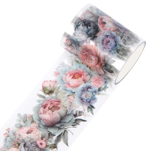 Sitsink PET Tape for Journal Scrapbooking - Romantic Vine Pastel Peony Vine PET Tape Stickers for Crafts Junk Journal Supplies Notebook Scrapbook DIY Decor - style: Romantic Vine