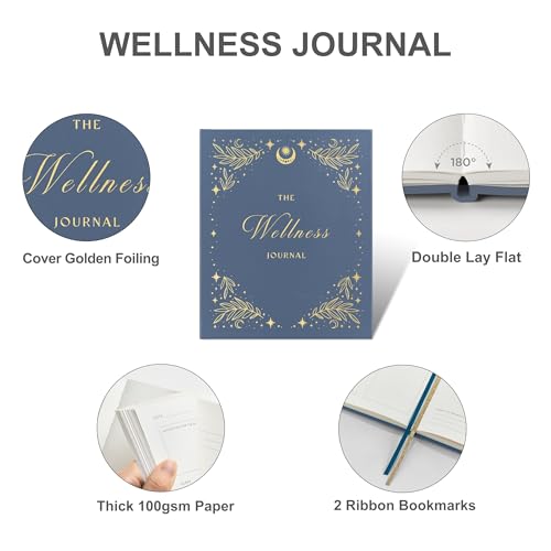 &And Per Se Wellness Journal, Self Care & Daily Journal for Women, Mental Health Planner with Habit Tracker, Diet & Goals, Undated, Gift-Ready (Stardust Blue) - color: H-Stardust Blue, size: 6.5 x 8 Inch