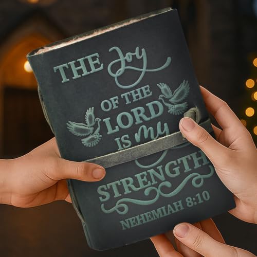 LEATHER VILLAGE Bible Study Journal Joy Verse, Turquoise 7x5. - color: Turquoise