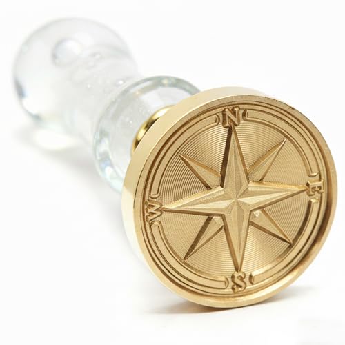 LANKIN Compass Wax Seal Stamp, Nautical Theme; 25mm Brass Head(No.2) - color: Compass-2
