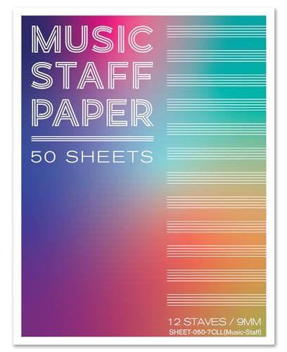 BookFactory Music Staff Loose Leaf Sheets, 8.5" x 11", 50 Pages - style: Loose Leaf Sheets