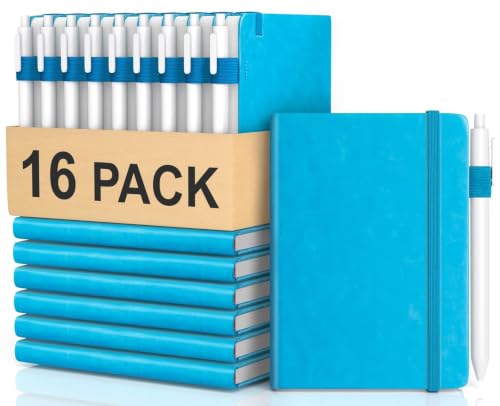Oucaru Small Notebook 16 Pack, A6 Pocket Notebook, Mini Lined Journal - color: B-Ocean Blue, style: 16 Pack