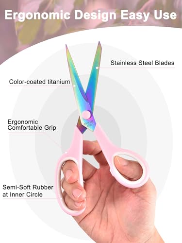 Craft Scissors Set of 4, Sharp Stainless Stee Blades Titanium Coating, Scissors All Purpose for Office School Home Fabric Sewing DIY Art Crafting Cutting, 9.5''/8.5''/6''/5.5'', Pink - color: Pink, size: 9.5'', 8.5'', 6'', 5.5'