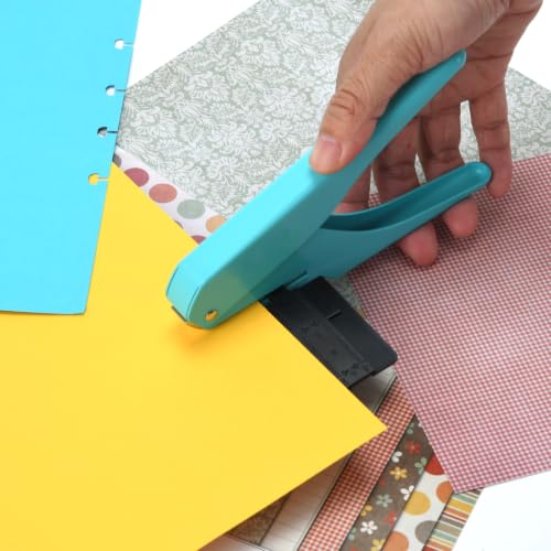 Single Hole Punch for Paper, Mushroom Shape – 10 Sheet Capacity Handheld Puncher with Ruler & Chip Collector – Compact Hole Punch for Office School Stationery Crafts – Steel ABS Material (Blue) - color: Blue