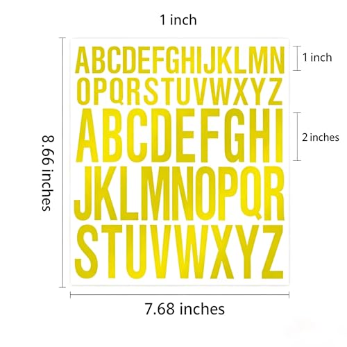 1-2 Inch Yellow Holographic Laser Letter Number Stickers - color: Yellow