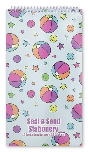 iscream Fold and Send Girls Stationery Card Pad with Seals - Beach Balls - color: Beach Balls