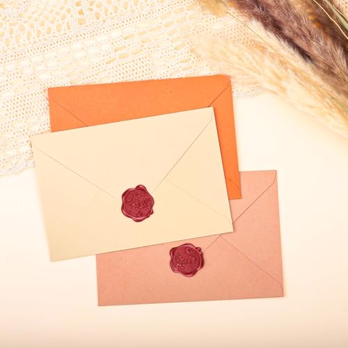 60 Pcs Wax Seal Stickers for Envelopes, Red Rose, 4 Flower Styles - color: Red
