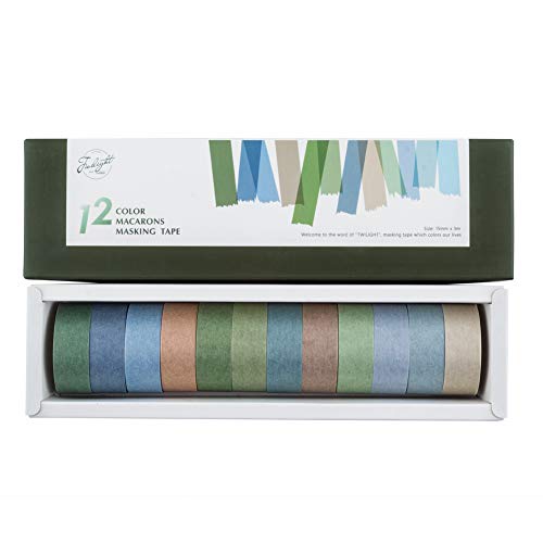 YUBBAEX 12 Rolls Washi Tape Set Natural Color Decorative Tapes for Arts, DIY Crafts, Journals, Planners, Scrapbook, Wrapping Wide -Salty Morandi- (Salty, 15mm x 12Rolls) - color: Salty, size: 15mm x 12Rolls