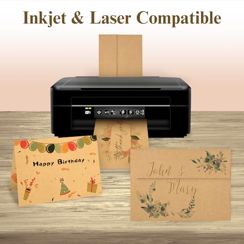 Goefun 100 Pack Brown Kraft Blank Cards and Envelopes 5x7 - color: Brown, size: 5x7