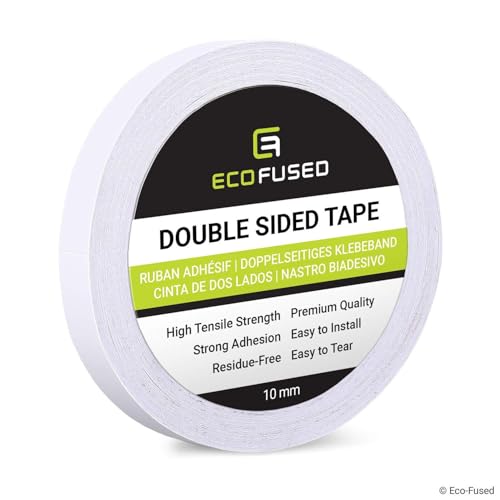 Eco-Fused Premium Double Sided Adhesive Tape - for Arts and Crafts, DIY and Office - Quick and Easy to Use on Paper, Glass, Plastic, Wood, Metal and Fabric (1 Roll .4" X 55 Yards) - color: White, size: 1 Roll .4" X 55 Yards