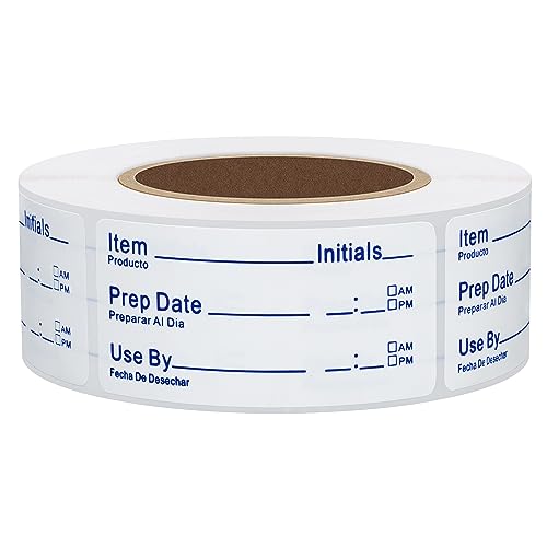 Hybsk 500pcs Freezer Labels for Food Storage Removable FIFO Use By Food Preparation Stickers Prep Date 1 x 2 Inch Labels (Dark Blue Font) - color: Dark Blue Font