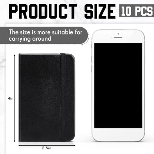 Qeeenar 10 Pcs Mini Pocket Notebook, Solid Color, Black - color: Black, size: Solid Color
