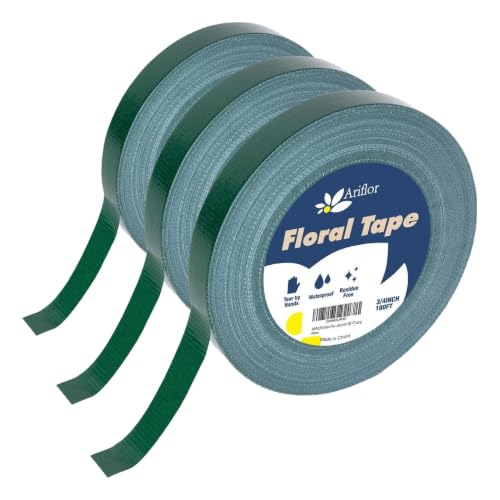 Green Floral Tape - Flower Wrap Adhesive Tape Bouquet Stem Wrapping and Floral Crafts, Wedding Bouquet Tape - 3/4 inch Wide and 180 FT Long (Pack of 3) - size: 3/4inch (Pack of 3)